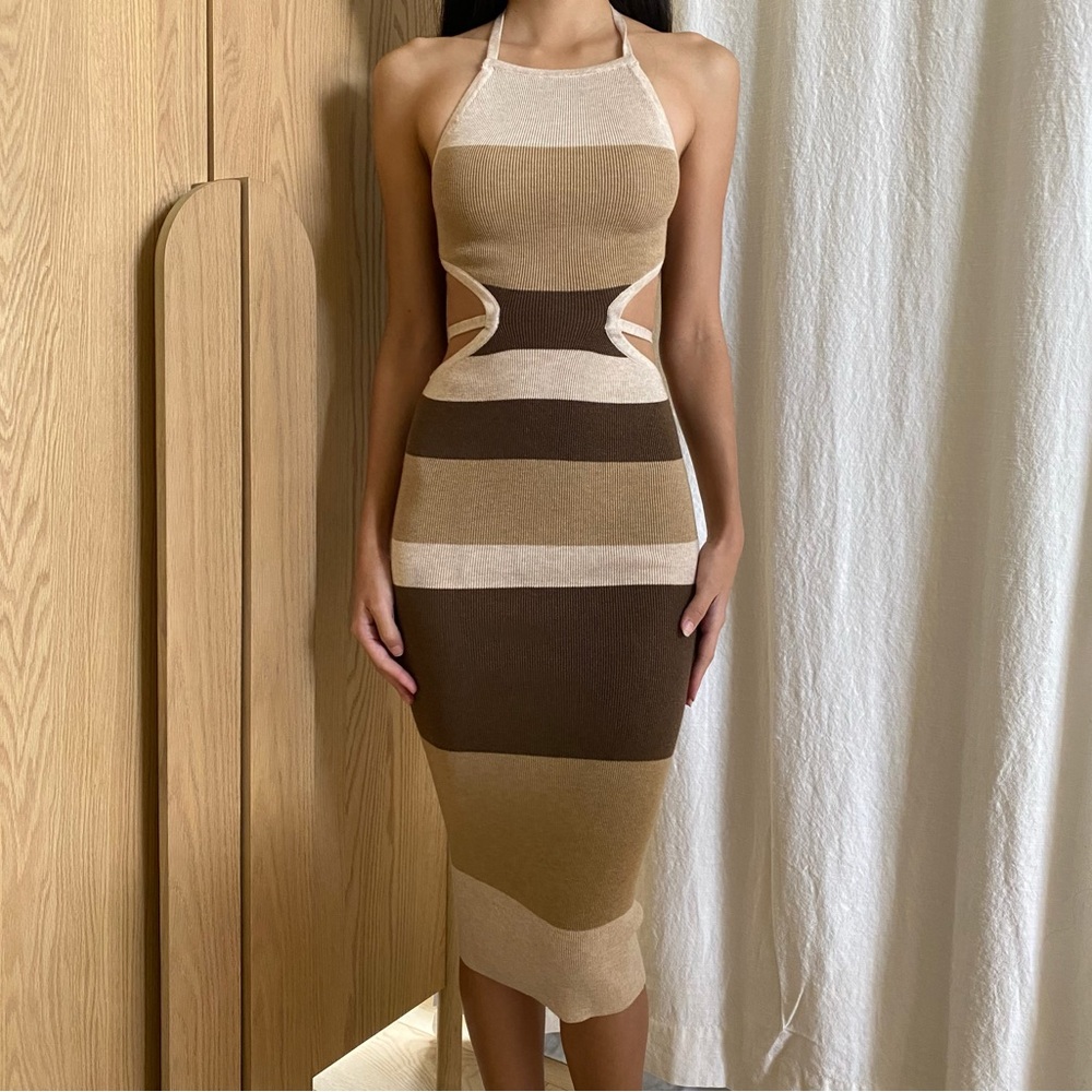 Emlyn Stripe Knit Dress in Neutrals
